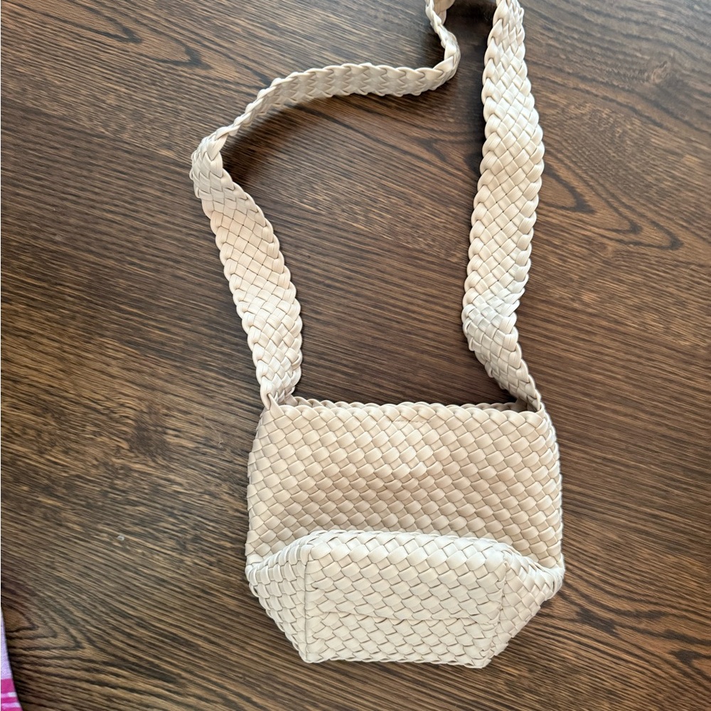 Naghedi Laguna Woven Crossbody Bag Ecru New